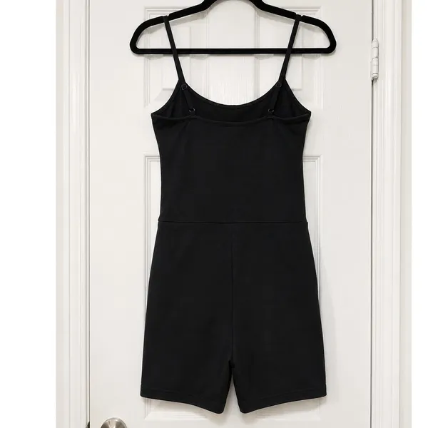 Ambiance Black Stretch Cami Romper Adjustable Straps Fitted Shorts NWT M - Image 3