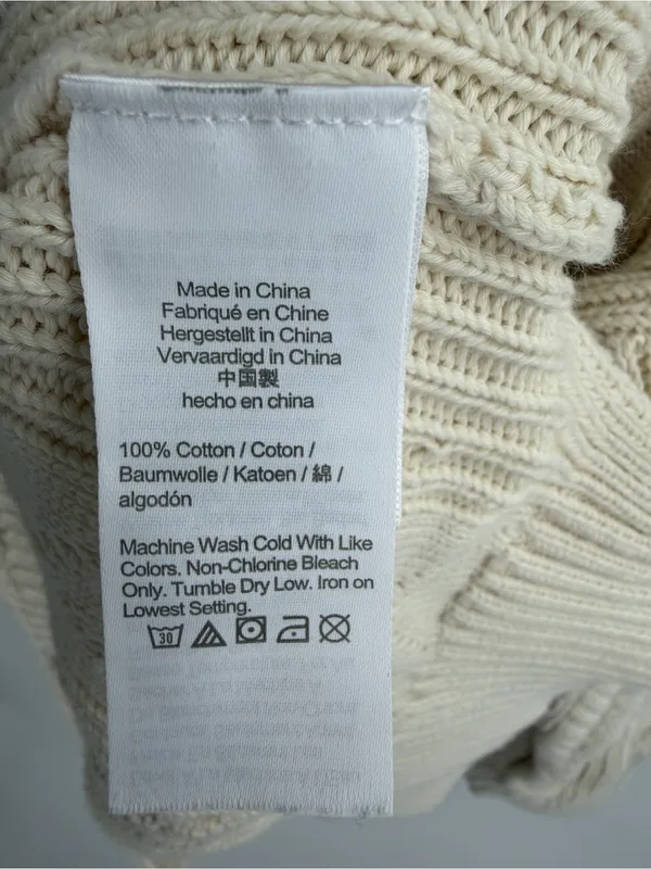 J.Crew swingy cable knit cream cotton mockneck sweater women’s XS fisherman - Image 3