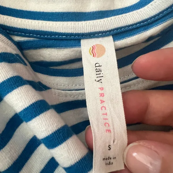 Daily Practice small blue‎ and white stripe cotton top - Image 10