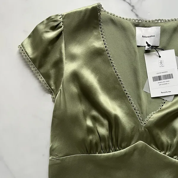 NWT Reformation Amelia Silk Dress Size 2 - Image 10