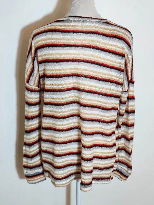 Ginger G Multicolor Striped Fuzzy Knit Top Size Medium - Image 4