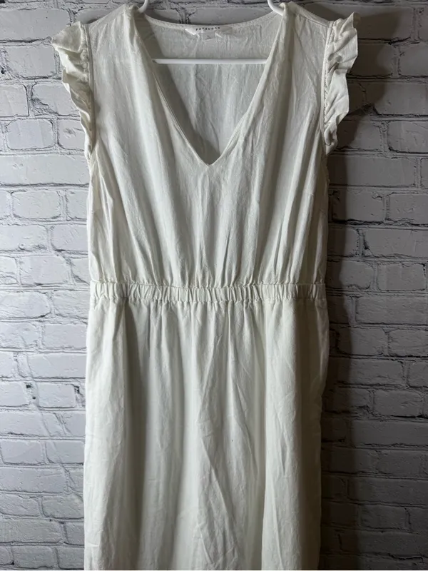 Pop sugar linen blend ruffle sleeve maxi dress size large - Image 3