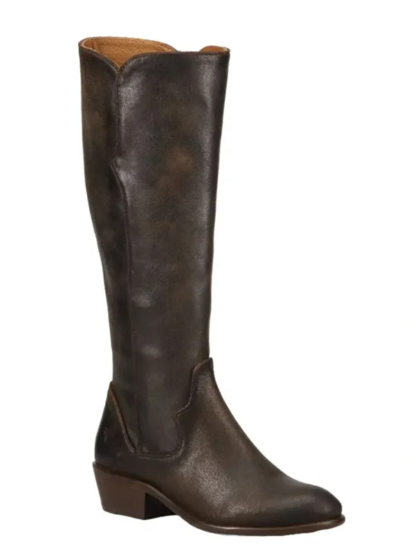 Frye Ladies Carson Piping Chocolate Tall Western Boots FR41360-CHOC, 7.5, NWOT - Image 2