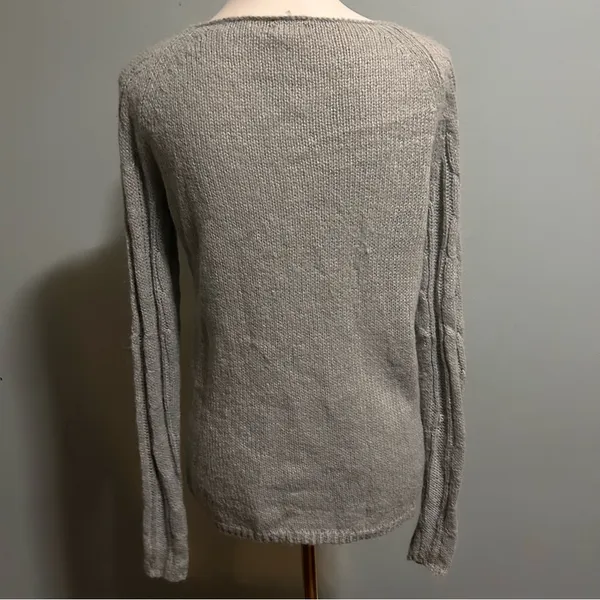 J. Crew Grey Blend Cable Knit Sweater | Size: M | Acrylic/Nylon/Mohair/Wool Mix - Image 3