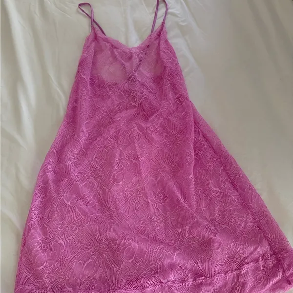 Victorias Secret Sheer Lace Slip Dress Floral Pink See Through Sexy - Image 3
