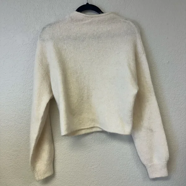 Marine Layer Suri Alpaca Mock Neck Pullover Eyelash Sweater in Cream Small - Image 2