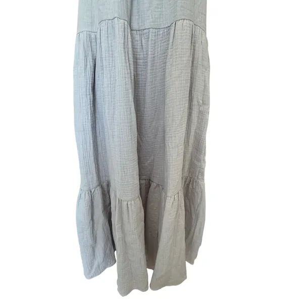 NWT Magaschoni Gauze Dress Medium Dawn Blue Organic Cotton Tiered - Image 5