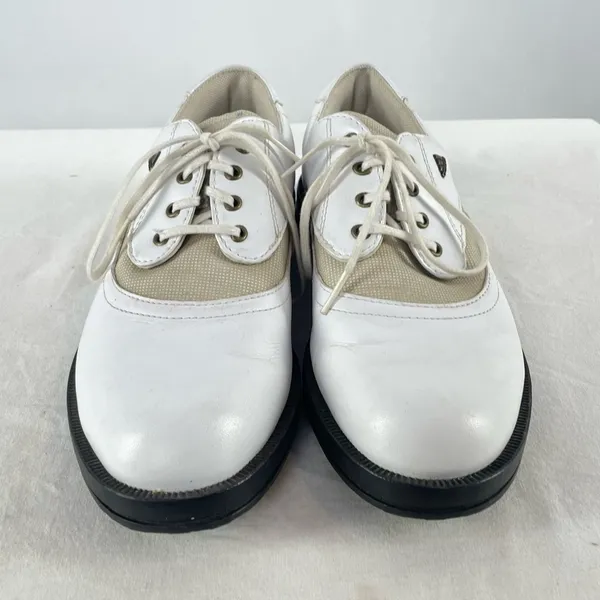 Adidas Golfing Lace Up Cleated Shoes in White Size‎ 6.5 - Image 3