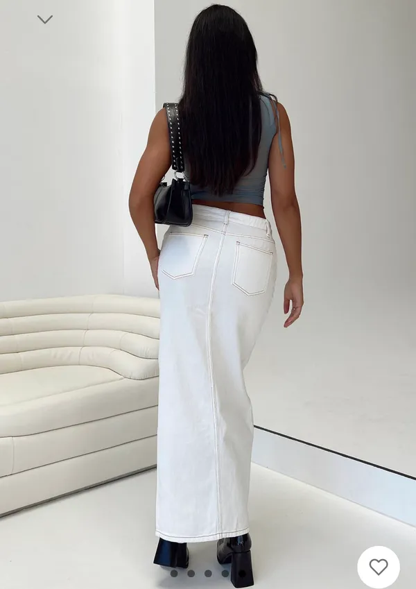 Princess Polly White Denim Maxi Skirt - Image 5