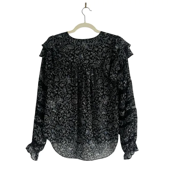 Veronica Beard Penny Silk blouse Floral Lace Sz 6 Romantic Feminine Chic Lux Top - Image 5
