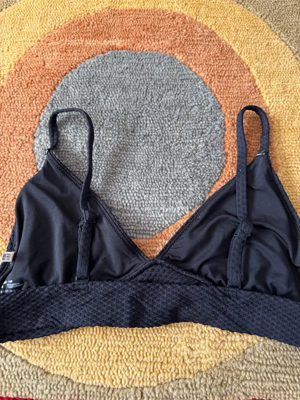 Aerie Real Good Triangle Black Bikini Top Swim Swimwear Bathing Suit Size Large - Image 2