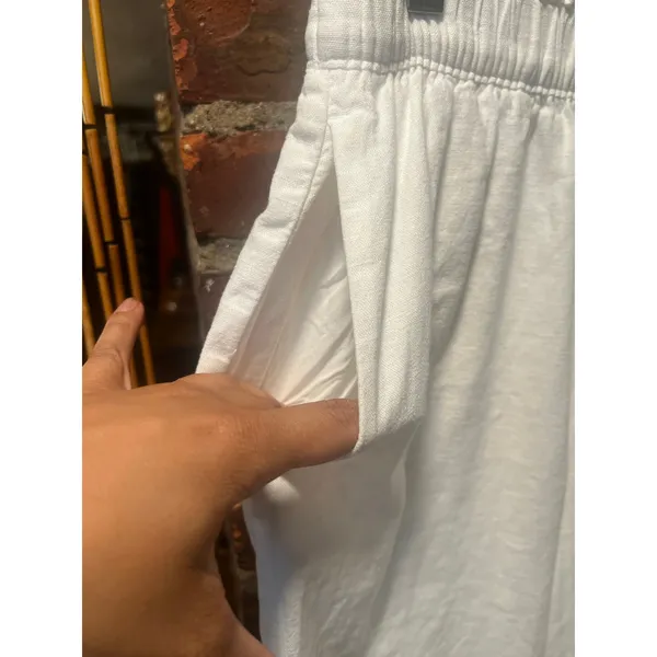 Abercrombie White Linen Blend Wide Leg Pants Lined Coastal Grandmother Boho S - Image 3