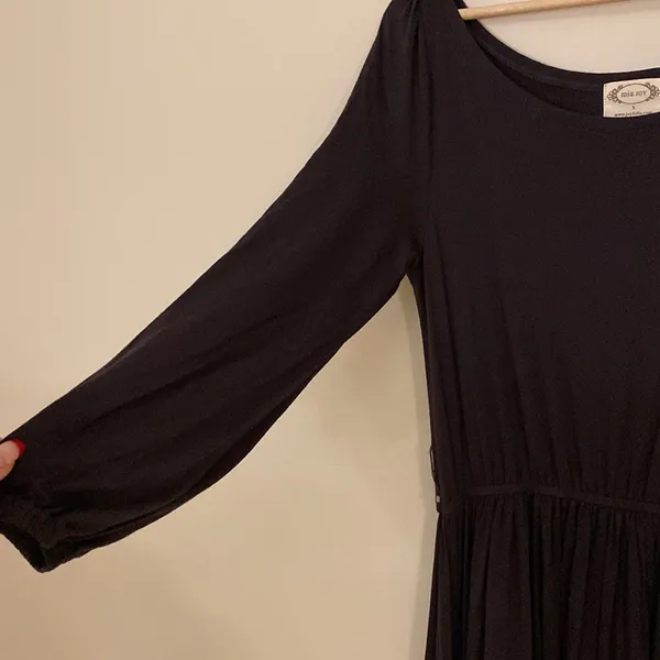 Joyfolie Dress Black High-Low Long Sleeve Maxi Size Small - Image 2