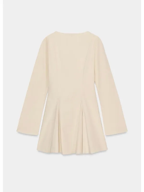 ZARA Elegant Cream Long-Sleeve Fit & Flare Dress - Image 5