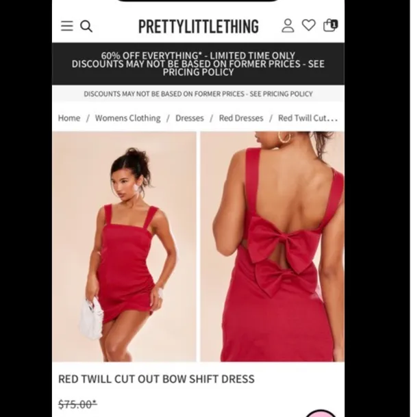 Red Bow Dress Pretty Little Thing Mini - Image 4