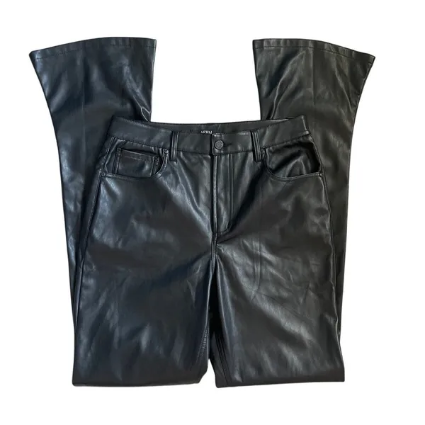 AFRM x REVOLVE Vegan Leather Mini-Flare High-Rise Noir Graysen Pant Size 29 Tall - Image 6