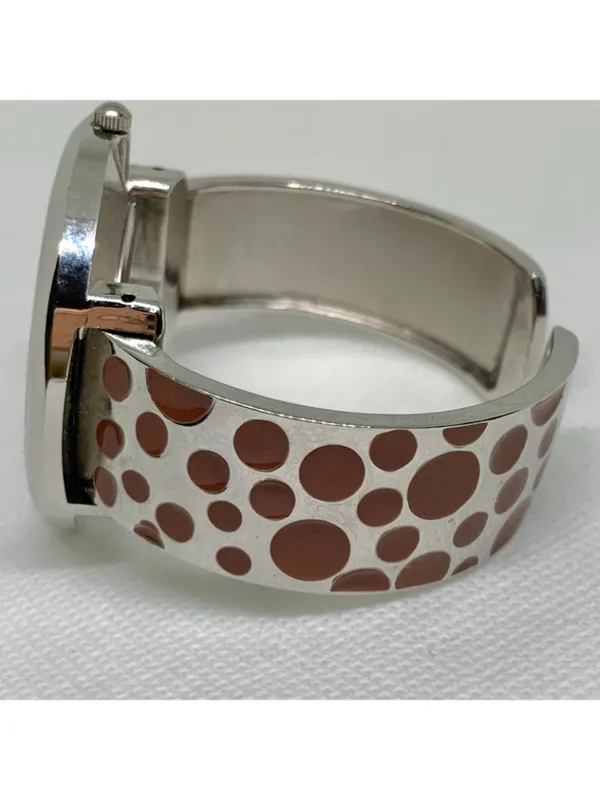 Geneva silver brown tone watch 42mm m quartz analog cuff size 6” running - Image 4