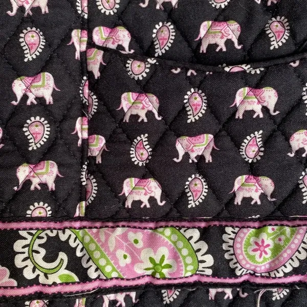 Vera Bradley Elephant Print Black Pink Purse Handbag‎ Paisley Vintage Shoulder - Image 3