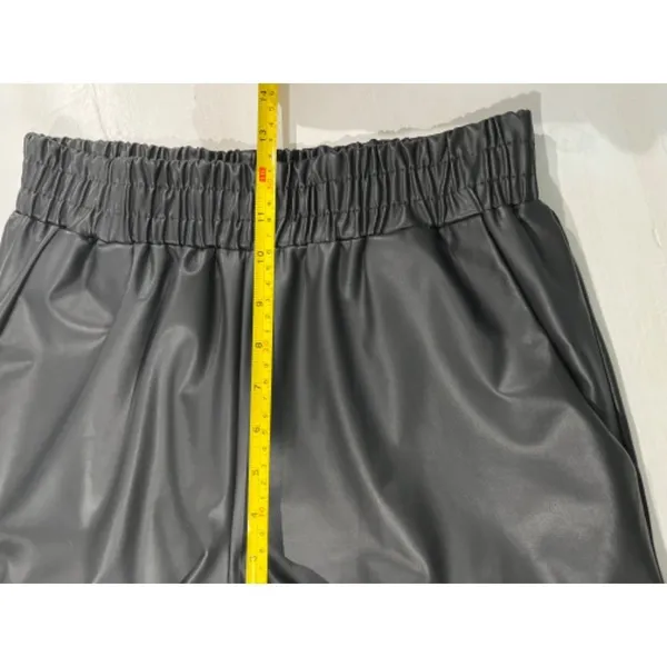 First Love Faux Leather Wide Leg Elastic Waist‎ Cropped Pants S - Image 5