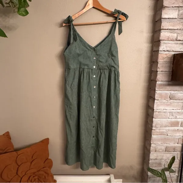 FRNCH Button-Front Linen Midi‎ Dress - Image 2