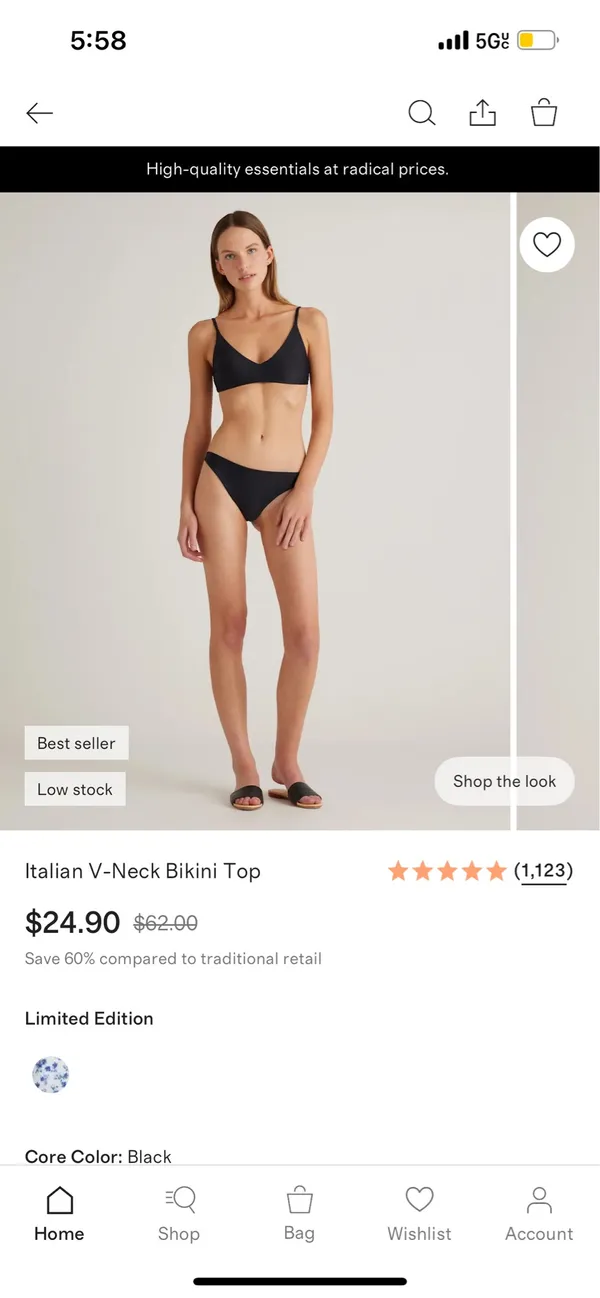New Quince Italian V-neck Bikini Top Size Small - Image 4