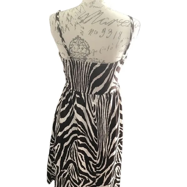 APNY Brown White Zebra Striped Mini Dress Medium - Image 3