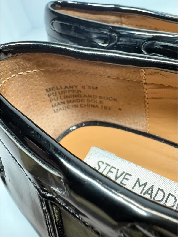 Steve Madden Melliany Women’s 8.5 Black Patent Penny Loafers Block Heel - Image 6