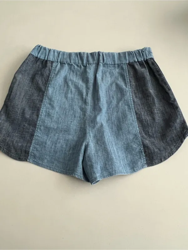 Alice + Olivia Shorts 28 Blue Linen Blend Colorblock Two Tone High Rise - Image 2