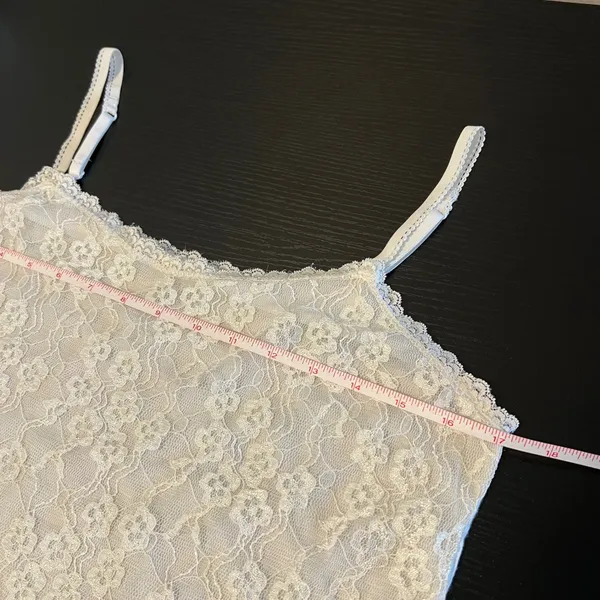 Elle White Floral Lace Camisole Tank Top Adjustable Straps Women's Medium - Image 7