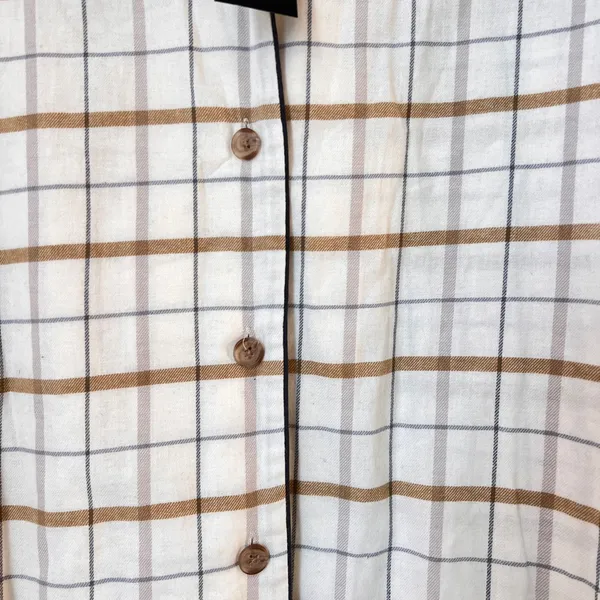 NWT‎ Jenni Kayne Flannel Pajama Top Ivory Plaid Small 100% Cotton Cozy Sleepwear - Image 7