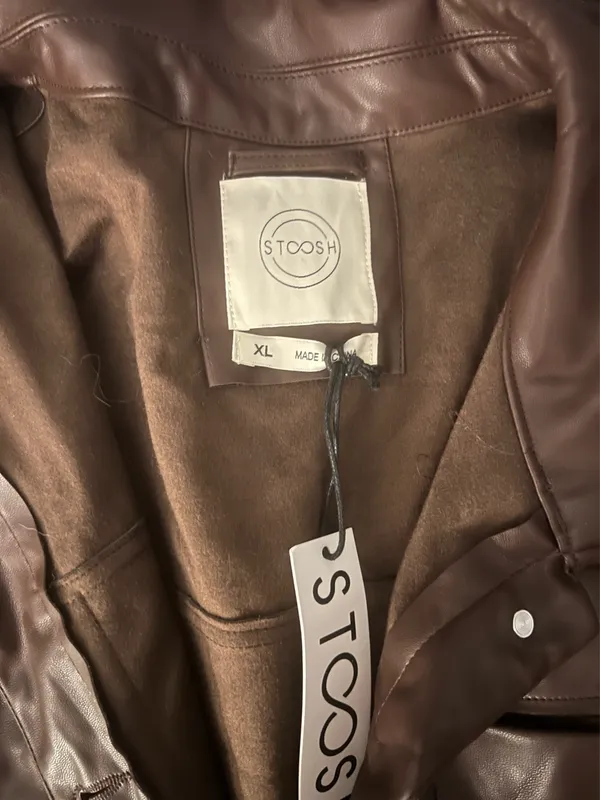 Cropped Faux Leather Jacket Brown Size XL - Image 2