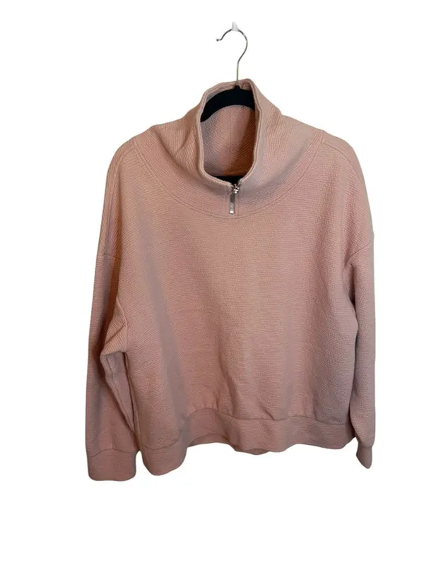 Calia Baby Pink Textured Quarter Zip Sweatshirt - Image 2