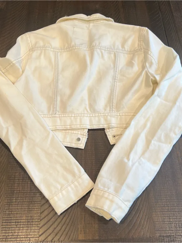 Free people cropped denim white / ivory jacket 0 ( XS ) women NWT - Image 10