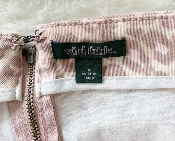 Wild Fable Blush Pink Leopard Print Denim Skirt - Image 6