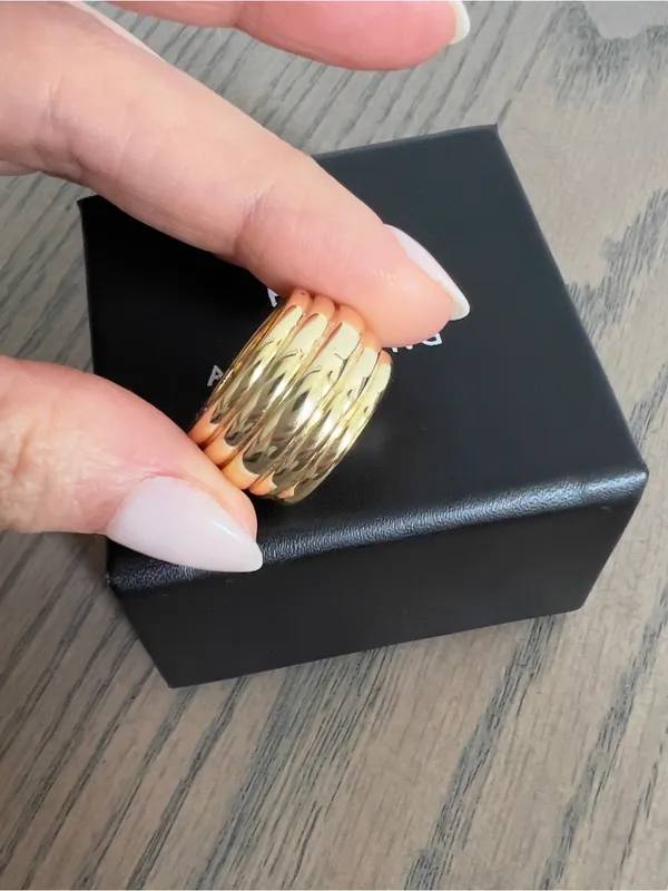 Anine Bing Chunky Ribbed Ring in 14k Gold - Image 4