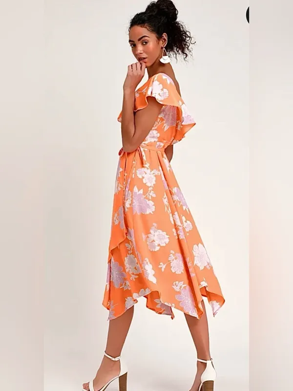 Lulu's Size XL Garden of Joy Floral Ruffled Wrap Dress w/Asymmetrical Hem NWT - Image 6