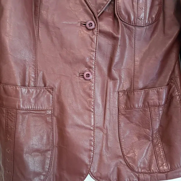 VTG Etienne Aigner Jacket 18 Oxblood Burgundy Leather Blazer Equestrian 80s Coat - Image 5