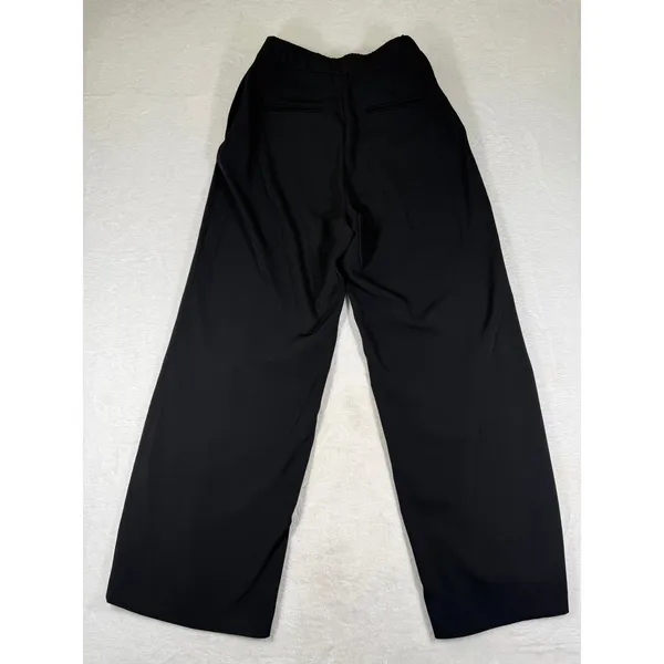 Uniqlo Womens Wide Leg Pintuck Pants Black High Rise Elastic Waist Size M - Image 9