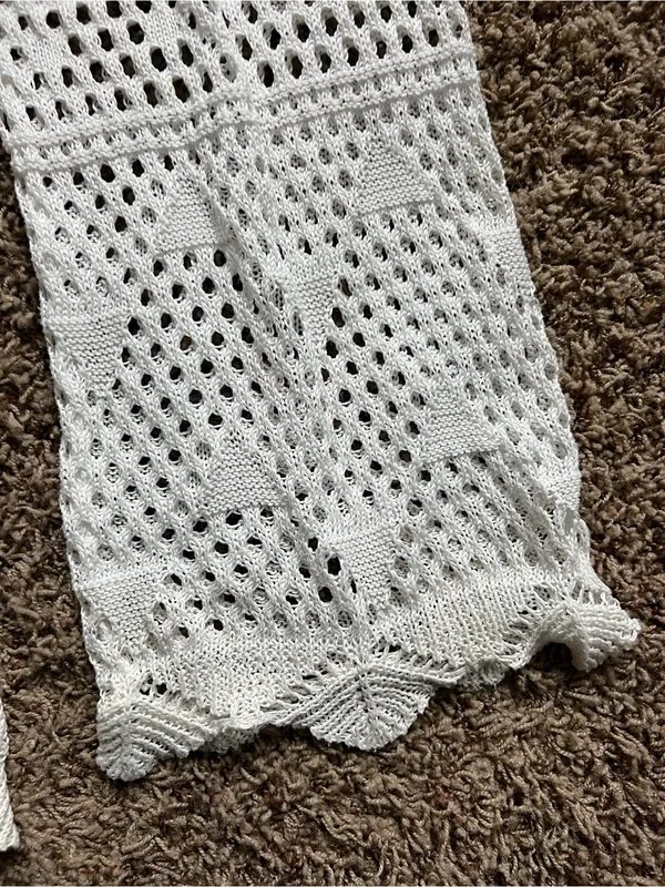 SHEIN White Crochet Knit Wide-Leg Pants - Image 2
