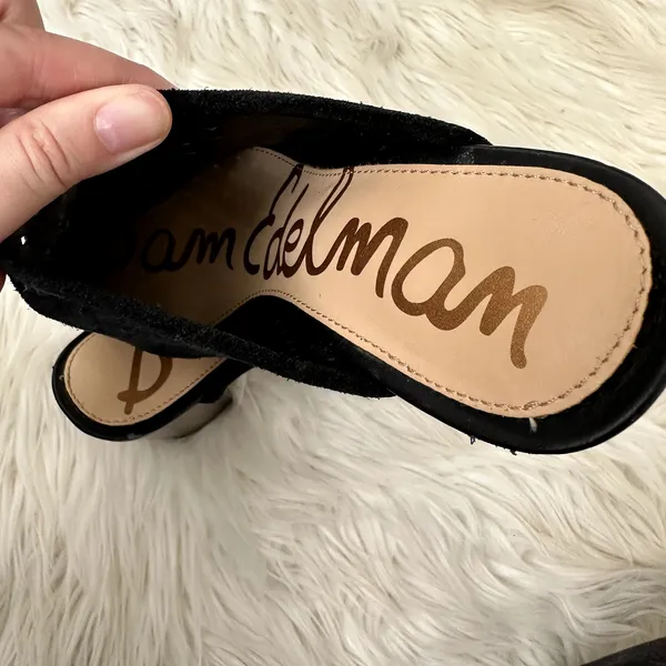 Sam Edelman Bates Perforated Suede Mules Sz 8 - Image 4