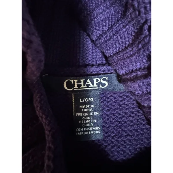 CHAPS Women Size Large Knit Sweater Purple Long Sleeve Mock Neck‎ Winter Holiday - Image 3