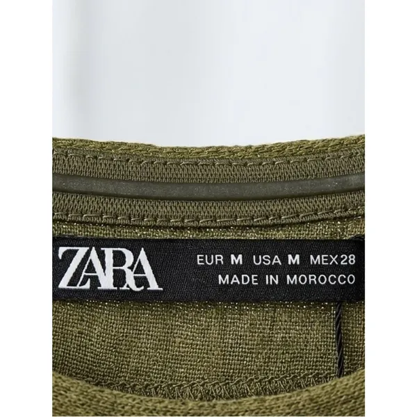 NWT Zara Women’s Textured Belted Olive Strapless Jumpsuit with Pockets Size M - Image 4