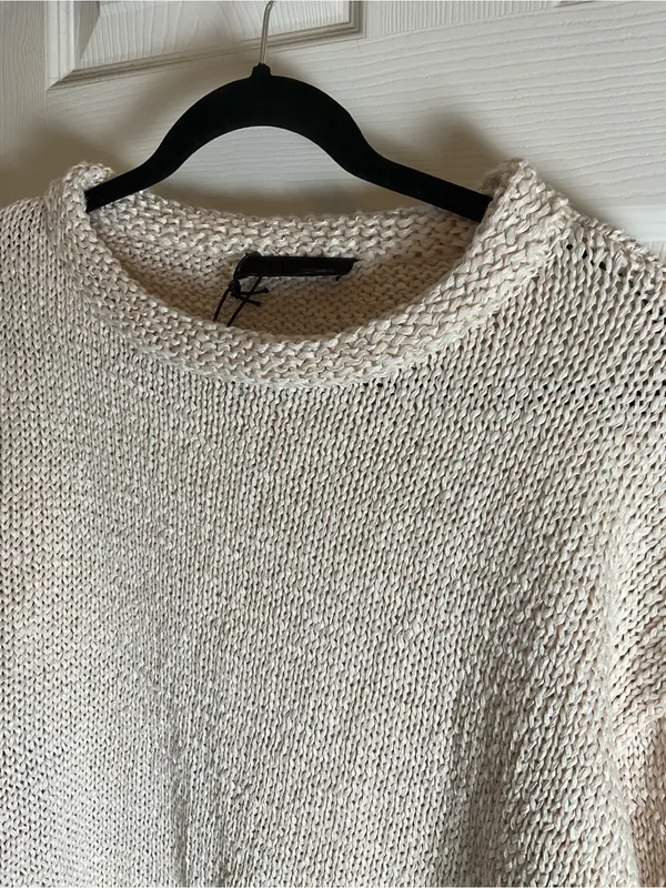 Zara Asymmetric Knit Sweater Size Small Cream / Off-White - Image 8