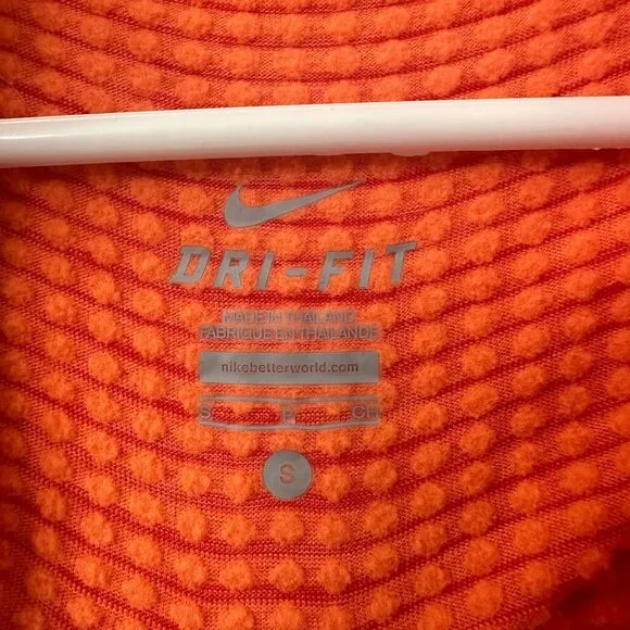 Nike Shirt Women's Small 1/4 Zip‎ Running Pullover Heathered Orange Thumbhole - Image 4