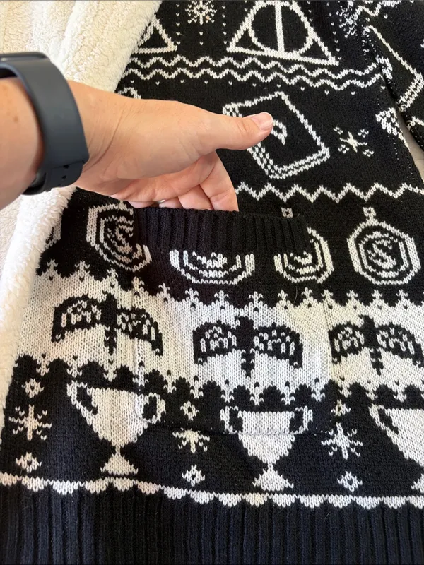 Harry Potter Fair Isle Open Cardigan Hooded Sweater - Image 6