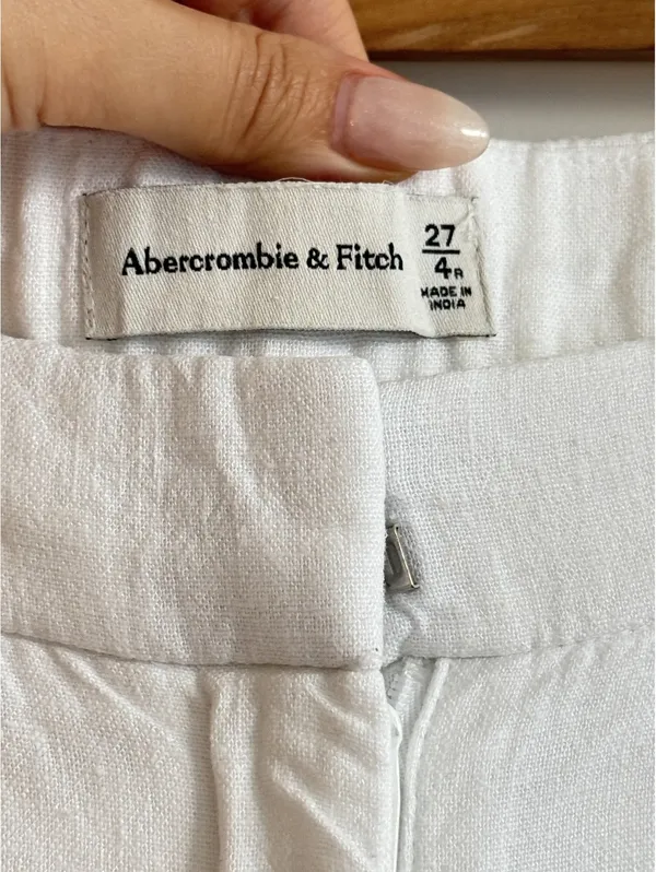 Abercrombie A&F Sloane Linen Blend Tailored Wide Leg Pants White Size 27 4R - Image 5