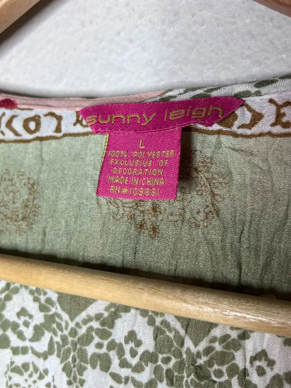 Y2K Vintage Pastel Floral Crinkle Textured Flared Sleeve Wrap Fairycore Blouse - Image 8