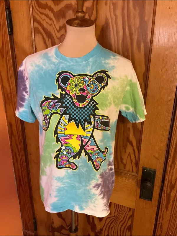 Liquid Blue Grateful Dead Dancing Bear Tie Dye Graphic Tee Small - Image 4