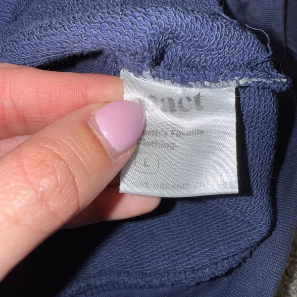 Pact Hoodie Women Large Blue Good‎ Organic Cotton Cropped French Terry Pullover - Image 3