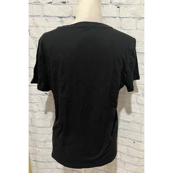 Victorias Secret women’s Black VS Silver Logo Short Sleeve Top Shirt Medium - Image 4